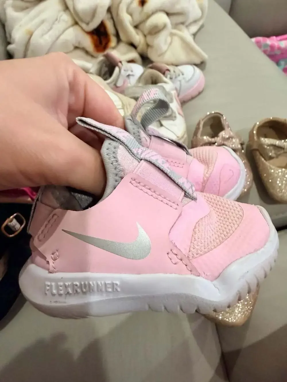Nike Flex Runner Size 2C Pink White Toddler Shoes